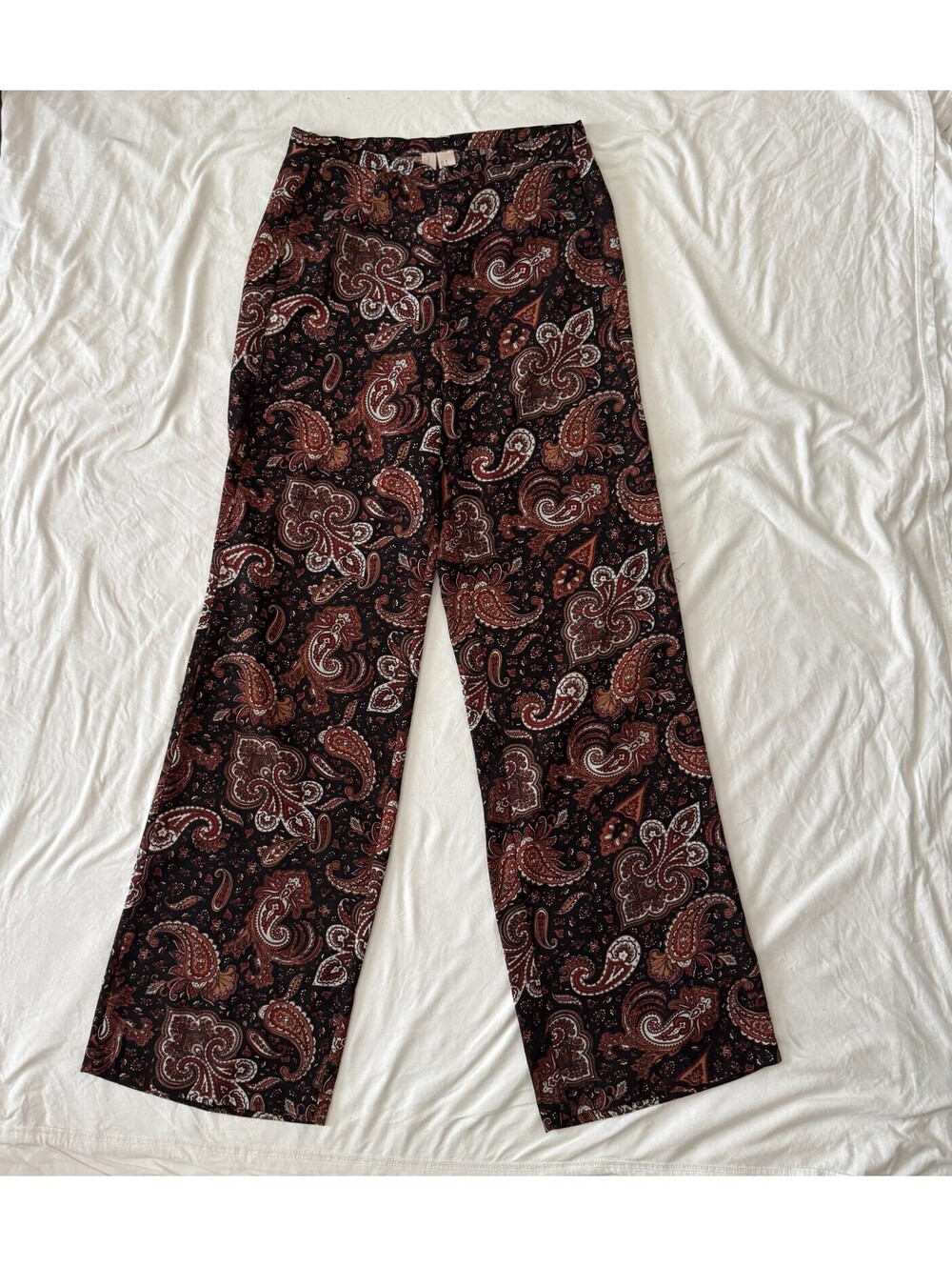 High Waist Boho Hippie Paisley Wide Leg Pants Womens S Whimsical Fairy Festival